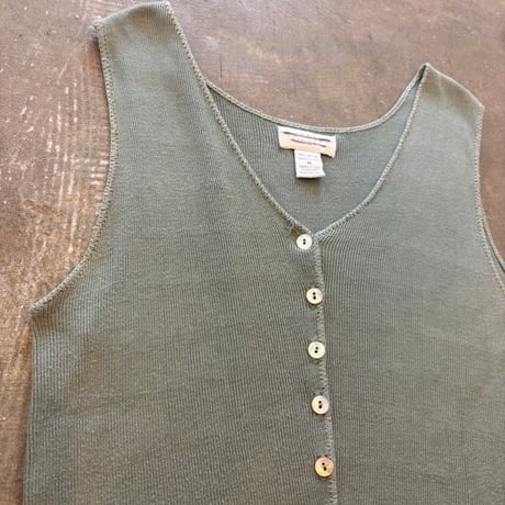usa made シェルボタン 前開き ニットタンク