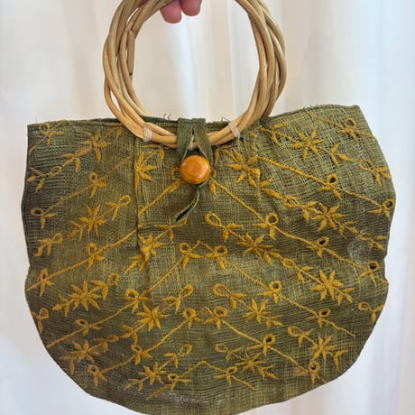 お花刺繍 ストロー BAG