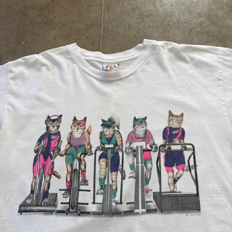 90s usa made フィットネス猫TEE