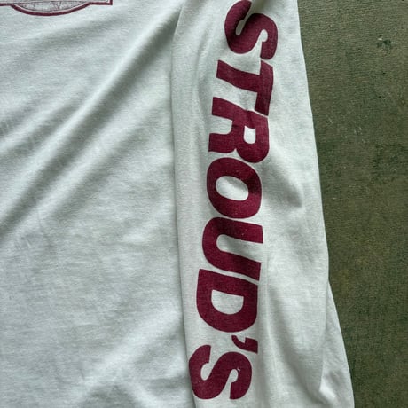 90s USA製 STROUD'S RESTAURANT &BAR 袖ロゴ入り ロンTEE
