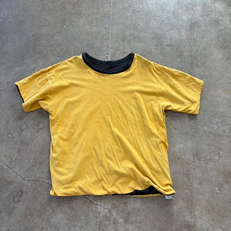 70s champion バータグ　リバーシブルTEE ブラック✖️イエロー