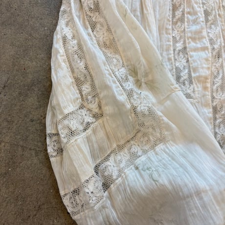 1900's antique 花柄シルク レースブラウス