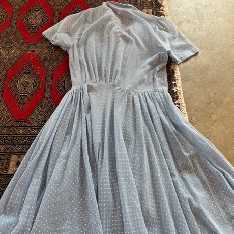60s-70s antique CALIFORNIA madeシールスルー ドット柄 セーラー ワンピース