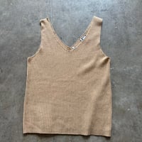 Vネック リブニットタンク