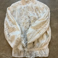 1900's antique 花柄シルク レースブラウス