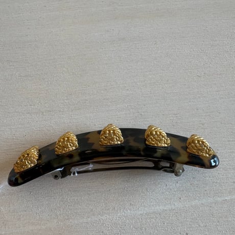 Antique MADE IN FRANC ベッコウ ゴールド タッセルモチーフ ヘアバレッタ