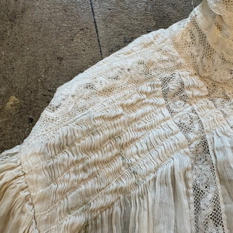1900's antique 花柄シルク レースブラウス