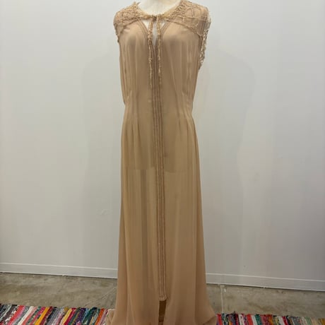 40s antique ハンドメイド 襟付き シースルードレス