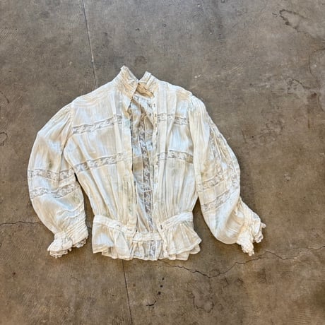1900's antique 花柄シルク レースブラウス