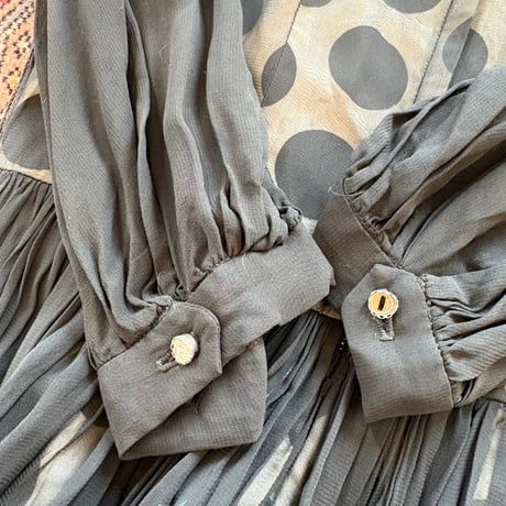 50s antique handmade 水玉 シースルー dress