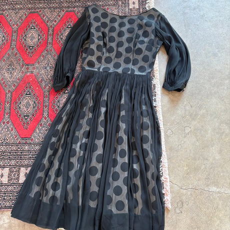 50s antique handmade 水玉 シースルー dress