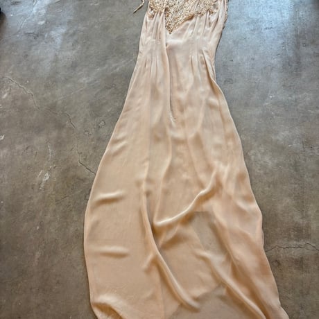 40s antique ハンドメイド 襟付き シースルードレス
