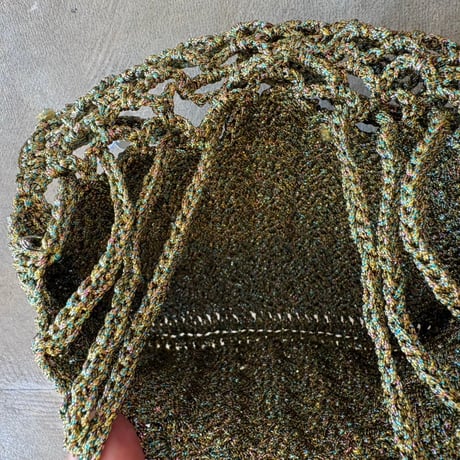 antique Hand made 鍵網 ラメニットBAG