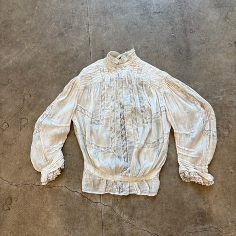 1900's antique 花柄シルク レースブラウス