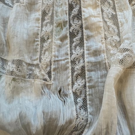 1900's antique 花柄シルク レースブラウス