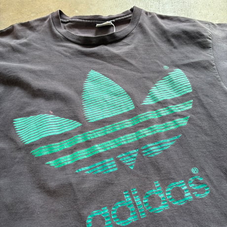 デカ白銀タグ USA製adidas トレフォイル デカロゴ TEE