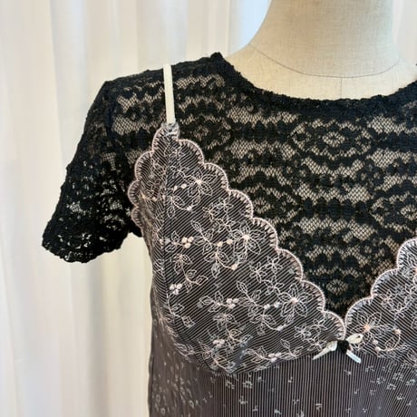 Y2K シースルー　ランジェリー　お花刺繍　キャミソール
