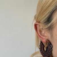 vintage ウッド フープ ピアス