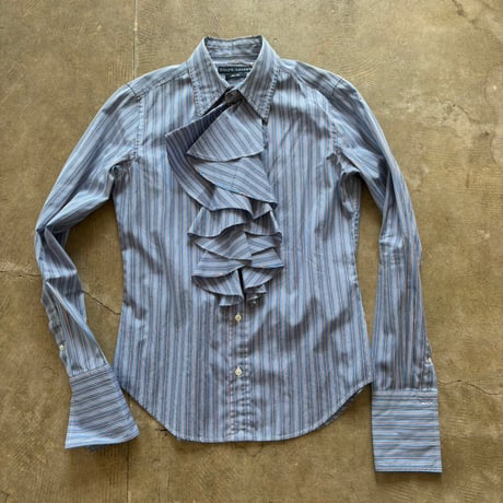 y２k RALPH LAUREN ストライプ フリルブラウス