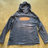 80s old stussy 黒タグ　フードロンTEE フェード