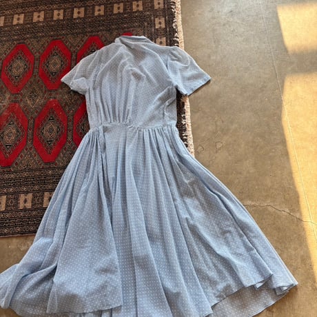 60s-70s antique CALIFORNIA madeシールスルー ドット柄 セーラー ワンピース