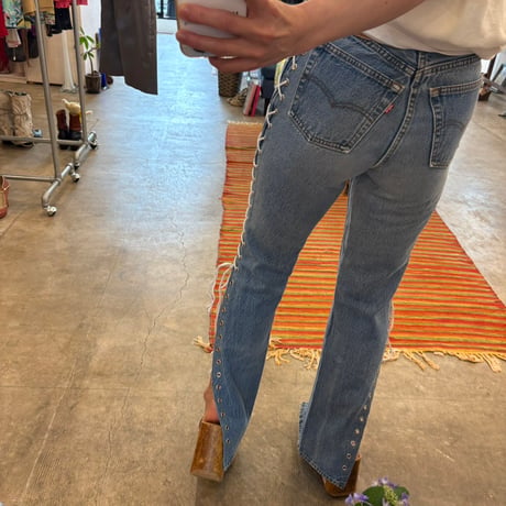 levis 20501 リメイク　編み上げデニムパンツ