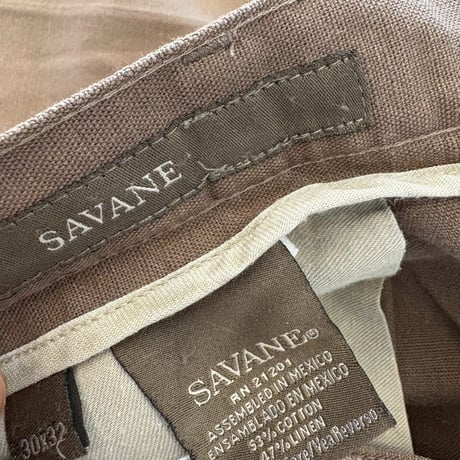 SAVANE コットンリネン　アースカラー　２タック入り　スラックス