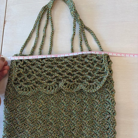 antique Hand made 鍵網 ラメニットBAG