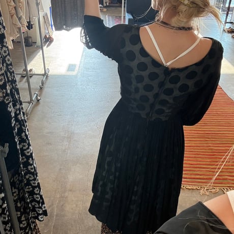 50s antique handmade 水玉 シースルー dress