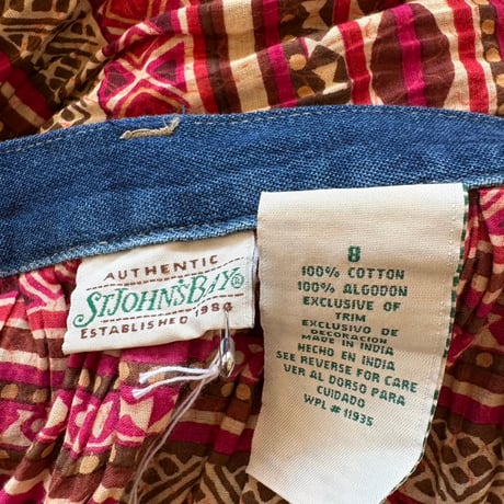 ST JOHN'S BAY made in INDIA ウエストデニム 切り替え 前開き スカート