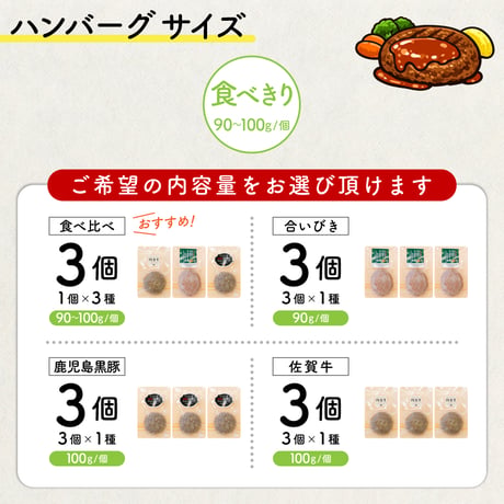 ハンバーグ お試し 食べ比べ セット | 冷凍 佐賀牛 黒豚 牛肉 豚肉 おすすめ 人気 通販