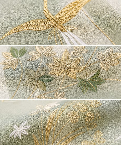二部式袋帯｜パステルグリーン 金糸刺繍 | らくらく帯　らくらく着物