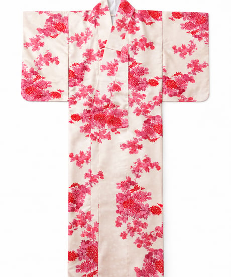 小紋   花柄 洗える着物 ｜らくらく着物