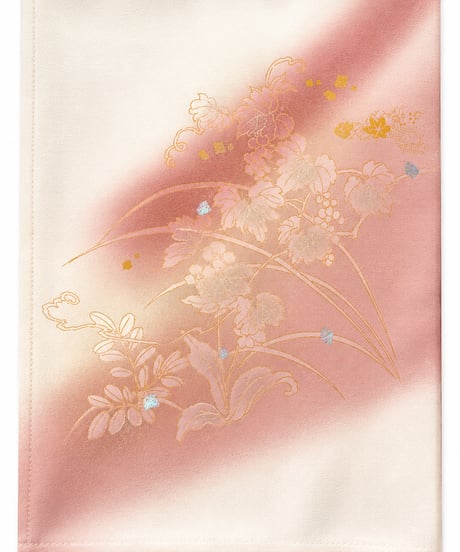 正絹 訪問着 | やわらか桃暈し花雅 上品 金彩花文様 |らくらく着物