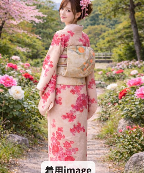 小紋   花柄 洗える着物 ｜らくらく着物