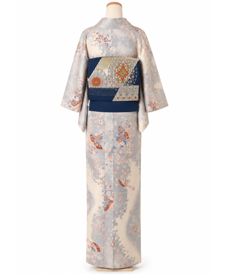 洗える着物×2部式名古屋帯セット｜桜と扇面が彩る上品和装コーデ | らくらく着物　らくらく帯