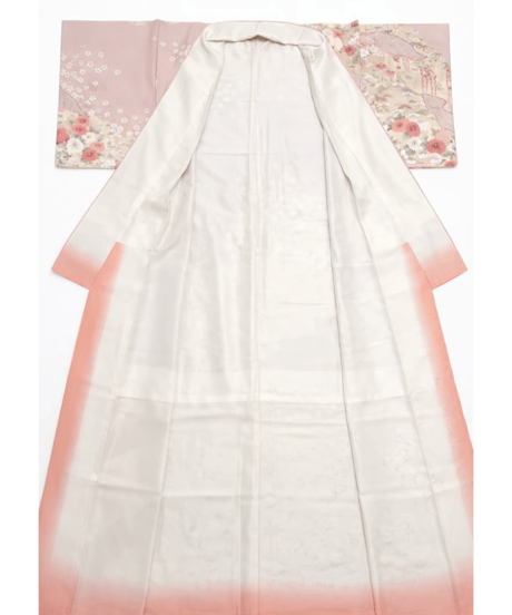 正絹 訪問着| 淡桜ピンク×金彩花柄の華やか上品 優彩花霞文様｜らくらく着物