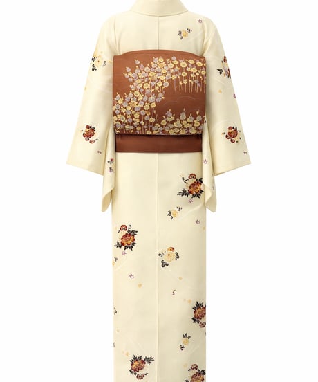 2部式名古屋帯| 金彩織りの上品ブラウン|らくらく着物