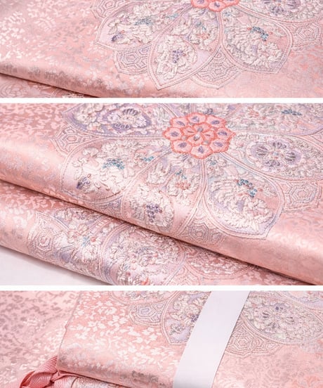 2部式袋帯｜上品桜花文様・淡ピンク｜らくらく着物　らくらく帯