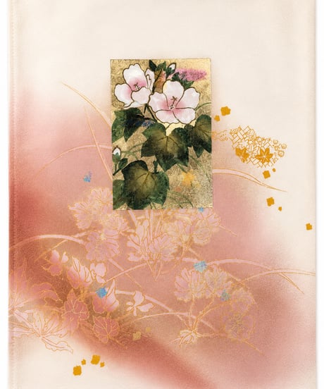 正絹 訪問着 | やわらか桃暈し花雅 上品 金彩花文様 |らくらく着物