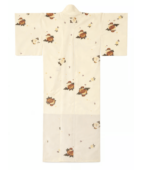洗える小紋|上品ベージュ×牡丹花柄｜大人可愛い万能着物｜らくらく着物