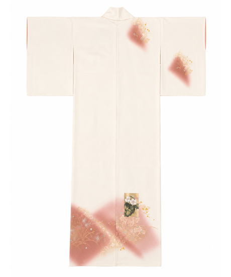 正絹 訪問着 | やわらか桃暈し花雅 上品 金彩花文様 |らくらく着物