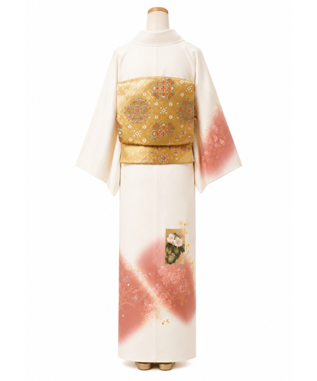 正絹 訪問着 | やわらか桃暈し花雅 上品 金彩花文様 |らくらく着物