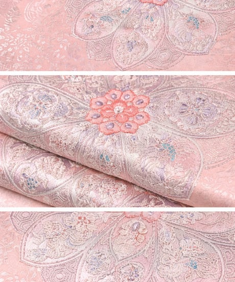 2部式袋帯｜上品桜花文様・淡ピンク｜らくらく着物　らくらく帯