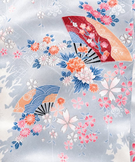洗える着物×2部式名古屋帯セット｜桜と扇面が彩る上品和装コーデ | らくらく着物　らくらく帯