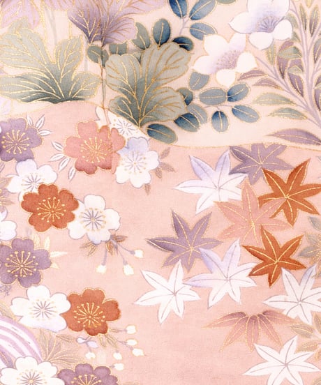 正絹 訪問着| 淡桜ピンク×金彩花柄の華やか上品 優彩花霞文様｜らくらく着物