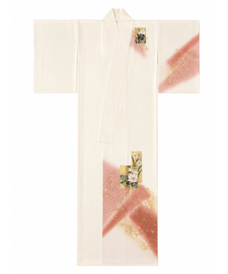 正絹 訪問着 | やわらか桃暈し花雅 上品 金彩花文様 |らくらく着物