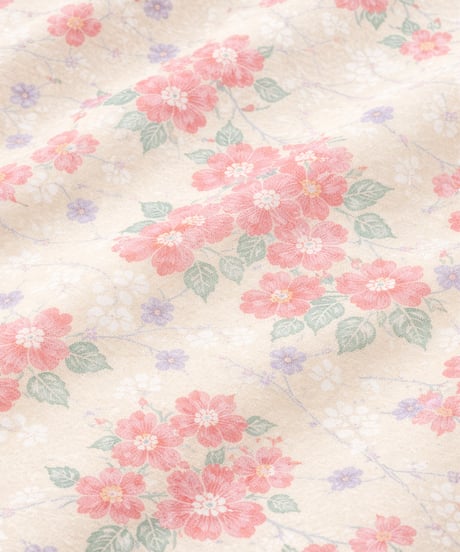 小紋 正絹　桜花文様 上品アイボリー ｜らくらく着物