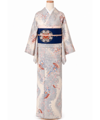 洗える着物×2部式名古屋帯セット｜桜と扇面が彩る上品和装コーデ | らくらく着物　らくらく帯