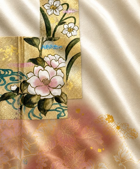 正絹 訪問着 | やわらか桃暈し花雅 上品 金彩花文様 |らくらく着物